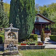 Fountain and church in Temski monastery St. George, Pirot Region, Republic of Serbia