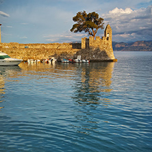 Panoramic view of the port of Nafpaktos town, Western Greece