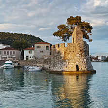Amazing Sunset at the port of Nafpaktos town, Western Greece