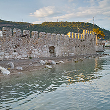 Castle wall at the port of Nafpaktos town, Western Greece