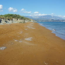 Panoramic view of Red sands of xsi beach, Kefalonia, Ionian Islands, Greece