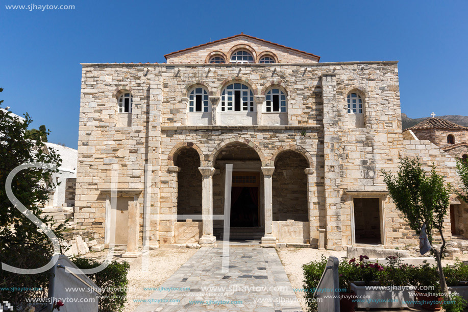 Frontal view of Church of Panagia Ekatontapiliani in Parikia, Paros island, Cyclades, Greece