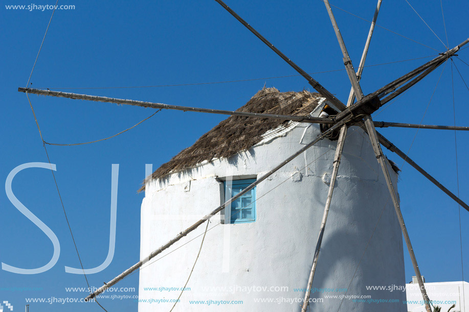 White windmill in Parikia, Paros island, Cyclades, Greece