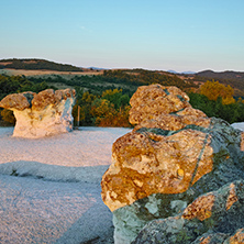 Panoramic view of  a rock formation The Stone Mushrooms near Beli plast village, Kardzhali Region, Bulgaria