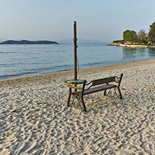 Sunset on beach of Thassos town, East Macedonia and Thrace, Greece