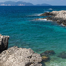 Panorama of Alaties Beach, Kefalonia, Ionian islands, Greece