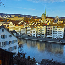 Amazing view of city of Zurich and Limmat River, Switzerland