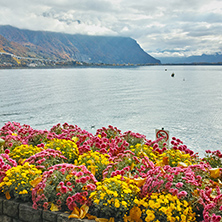 Amazing view of Lake Geneva and Alps, Montereux, canton of Vaud, Switzerland