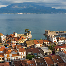 Amazing panorama Panorama with Fortification at the port of Nafpaktos town, Western Greece