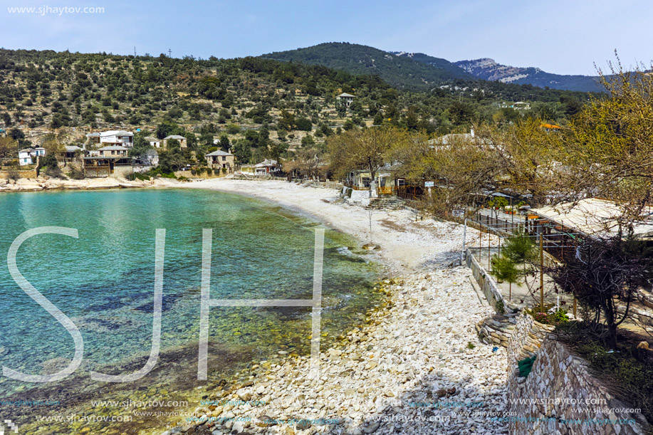 Amazing Panorama to village and beach of Aliki,Thassos island,  East Macedonia and Thrace, Greece
