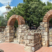 Panoramic view of Ancient Sozopol ruins and the church of St. George, Bulgaria