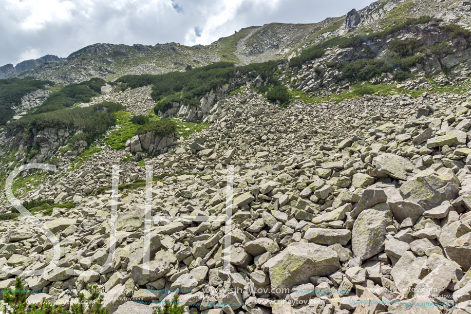 Rocky hills on the path to Banderitsa pass,  Pirin Mountain, Bulgaria