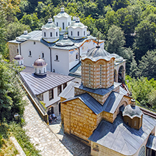 Church in Monastery St. Joachim of Osogovo seen from above, Kriva Palanka region, Republic of Macedonia