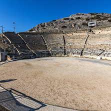 Panoramic view of Ancient Theater in the archeological area of Philippi, Eastern Macedonia and Thrace, Greece