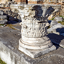 Remaining of columns in the archeological area of Philippi, Eastern Macedonia and Thrace, Greece