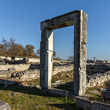 Ruins of entrance in the archeological area of ancient Philippi, Eastern Macedonia and Thrace, Greece