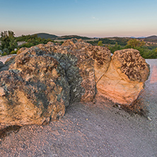 Sunrise landscape of The Stone Mushrooms, near Beli plast village, Kardzhali Region, Bulgaria