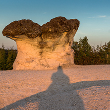 Sunrise at a rock formation The Stone Mushrooms near Beli plast village, Kardzhali Region, Bulgaria