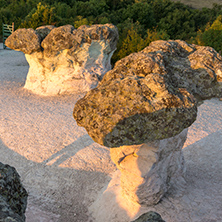 Sunrise view of rock formation The Stone Mushrooms, Kardzhali Region, Bulgaria