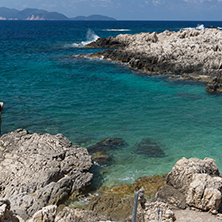 Blue waters of Alaties Beach, Kefalonia, Ionian islands, Greece