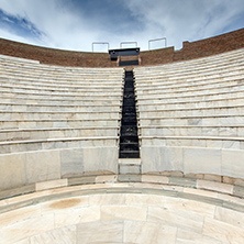 Panorama of Amphitheater in Roman Odeon, Patras, Peloponnese, Western Greece