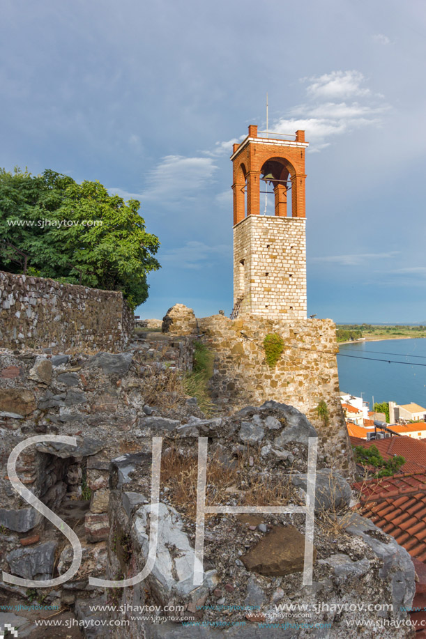 Sunset view of  Clock tower in Nafpaktos town, Western Greece
