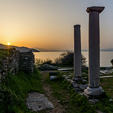 Amazing sunset on Evraiokastro Archaeological Site, Thassos town, East Macedonia and Thrace, Greece