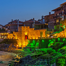 Amazing Night photo of reconstructed gate part of Sozopol ancient fortifications, Bulgaria
