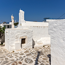 Amazing White chuch and seascape in town of Parakia, Paros island, Cyclades, Greece