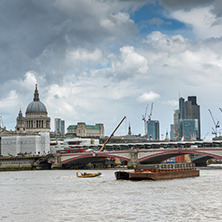 Golden Jubilee Bridges and Thames River,  London, England, United Kingdom