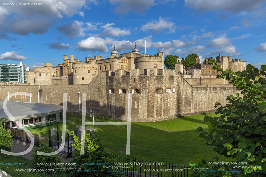 Sunset view of Historic Tower of London, England, United Kingdom