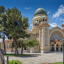 Frontal View of Saint Andrew Church, the largest church in Greece, Patras, Peloponnese, Western Greece