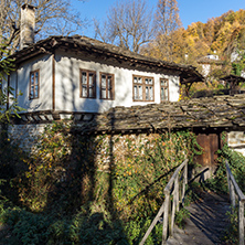 wooden Bridge and old house in village of Bozhentsi, Gabrovo region, Bulgaria