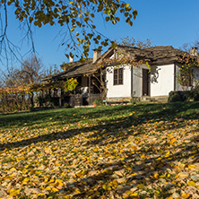 Old houses and Autumn hills in  village of Bozhentsi, Gabrovo region, Bulgaria