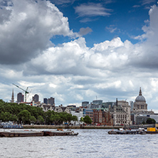 LONDON, ENGLAND - JUNE 15 2016: Panorama of Thames river and City of London, Great Britain