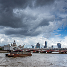LONDON, ENGLAND - JUNE 15 2016: Panoramic view of Thames river and City of London, Great Britain