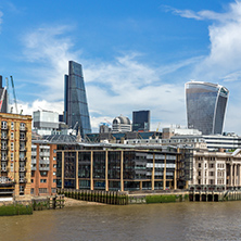 LONDON, ENGLAND - JUNE 15 2016: Panorama with Modern business building in City of London, England, Great Britain