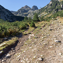 Panorama to Trail to climbing Malyovitsa peak, Rila Mountain, Bulgaria