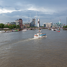 LONDON, ENGLAND - JUNE 16 2016: Cityscape of London from Westminster Bridge, England, United Kingdom