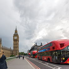 LONDON, ENGLAND - JUNE 16 2016: Houses of Parliament with Big Ben from Westminster bridge, London, England, Great Britain