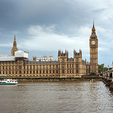 LONDON, ENGLAND - JUNE 16 2016: Houses of Parliament with Big Ben from Westminster bridge, London, England, Great Britain