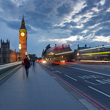 LONDON, ENGLAND - JUNE 16 2016: Night photo of Houses of Parliament with Big Ben from Westminster bridge, London, England, Great Britain