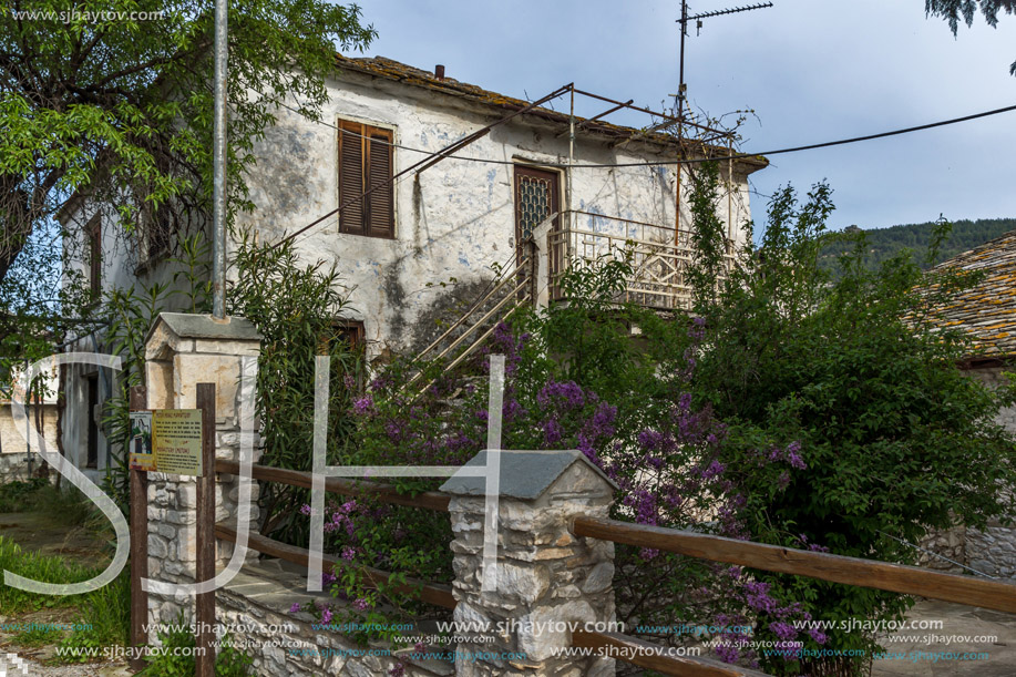 Old house and flowers in the village of Theologos,Thassos island, East Macedonia and Thrace, Greece