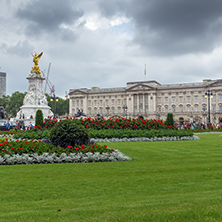 LONDON, ENGLAND - JUNE 17 2016: Panorama of Buckingham Palace in London, England, Great Britain