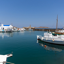 Panorama of Port in Naoussa town, Paros island, Cyclades, Greece