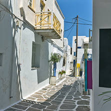 Typical street in Naoussa town, Paros island, Cyclades, Greece