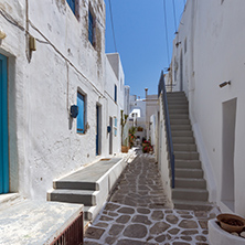 Steet and Old stone house in Naoussa town, Paros island, Cyclades, Greece
