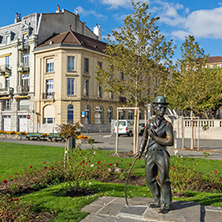 VEVEY, SWITZERLAND - 29 OCTOBER 2015 : Charlie Chaplin monument in town of Vevey, canton of Vaud, Switzerland