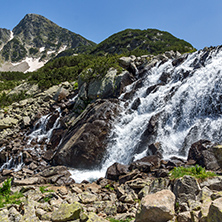 Waterfall and Sivrya peak, Pirin Mountain, Bu
