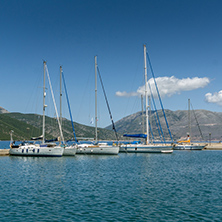 SAMI, KEFALONIA, GREECE - MAY 26 2015:   Panorama of Port of town of Sami, Kefalonia, Ionian islands, Greece